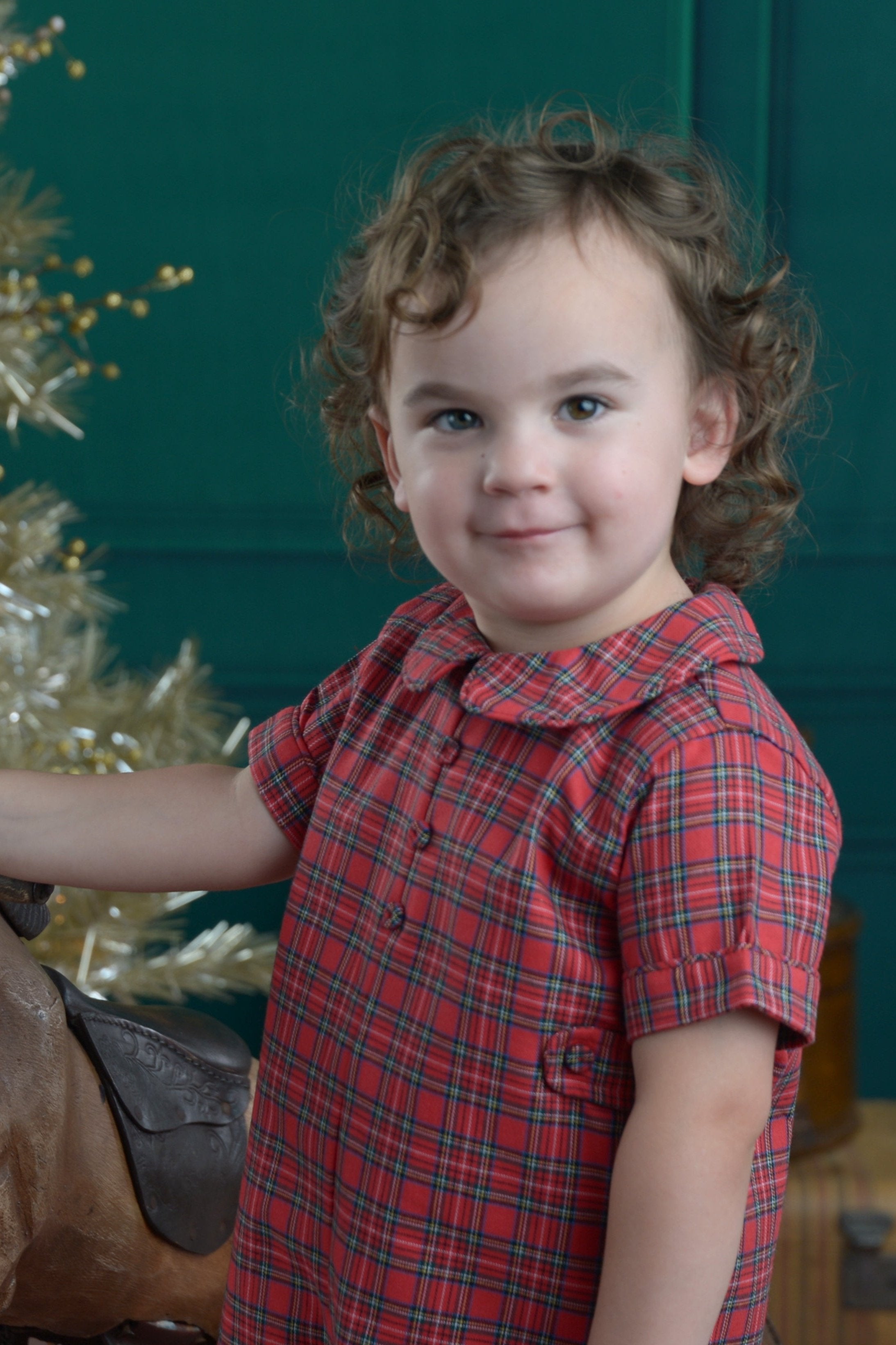 Boy's Christmas Plaid Romper