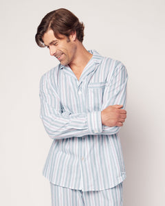 Men’s Twill Pajama Set in Vintage French Stripes