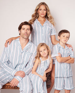 Men’s Twill Pajama Set in Vintage French Stripes