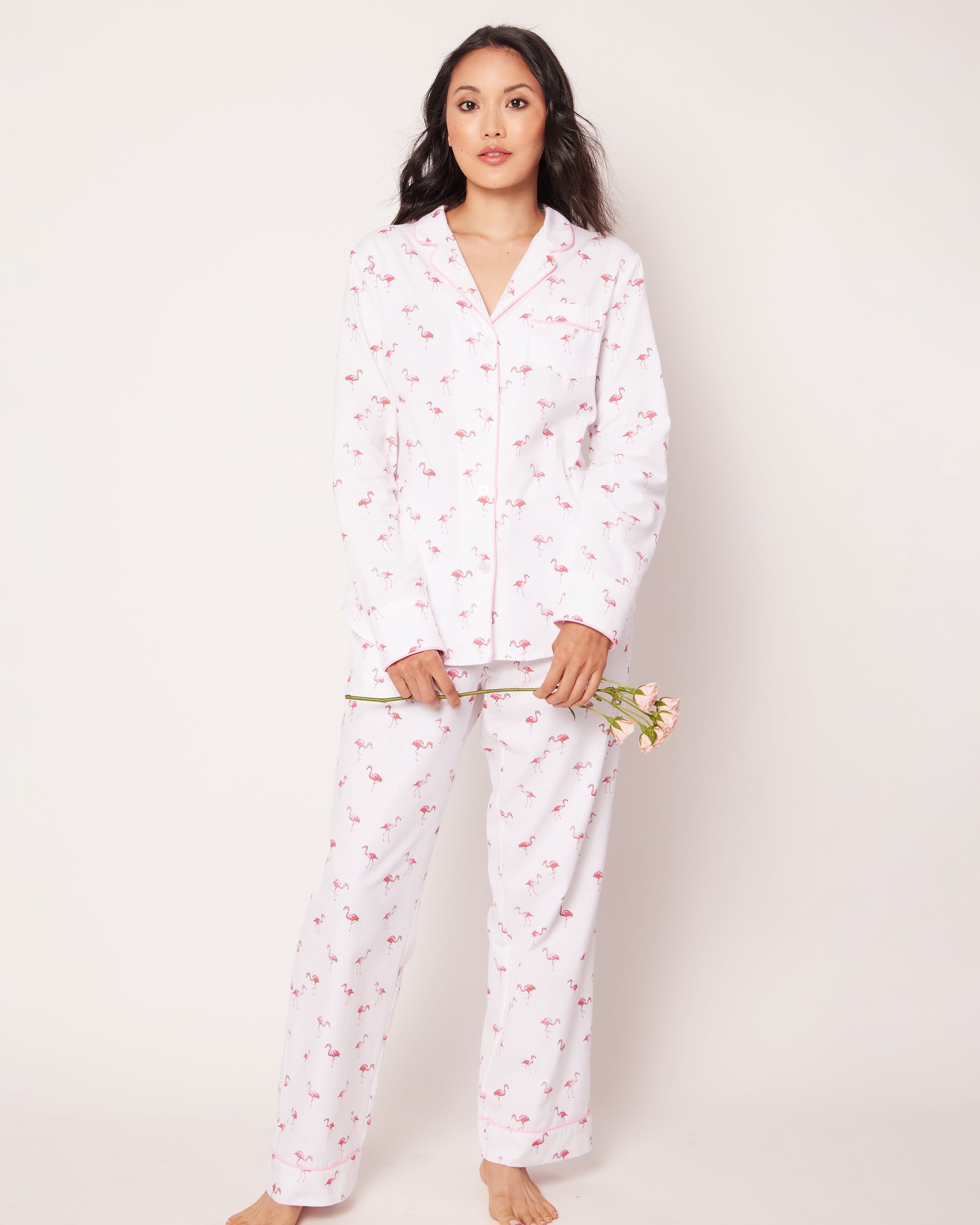 Women’s Twill Pajama Set in Flamingos