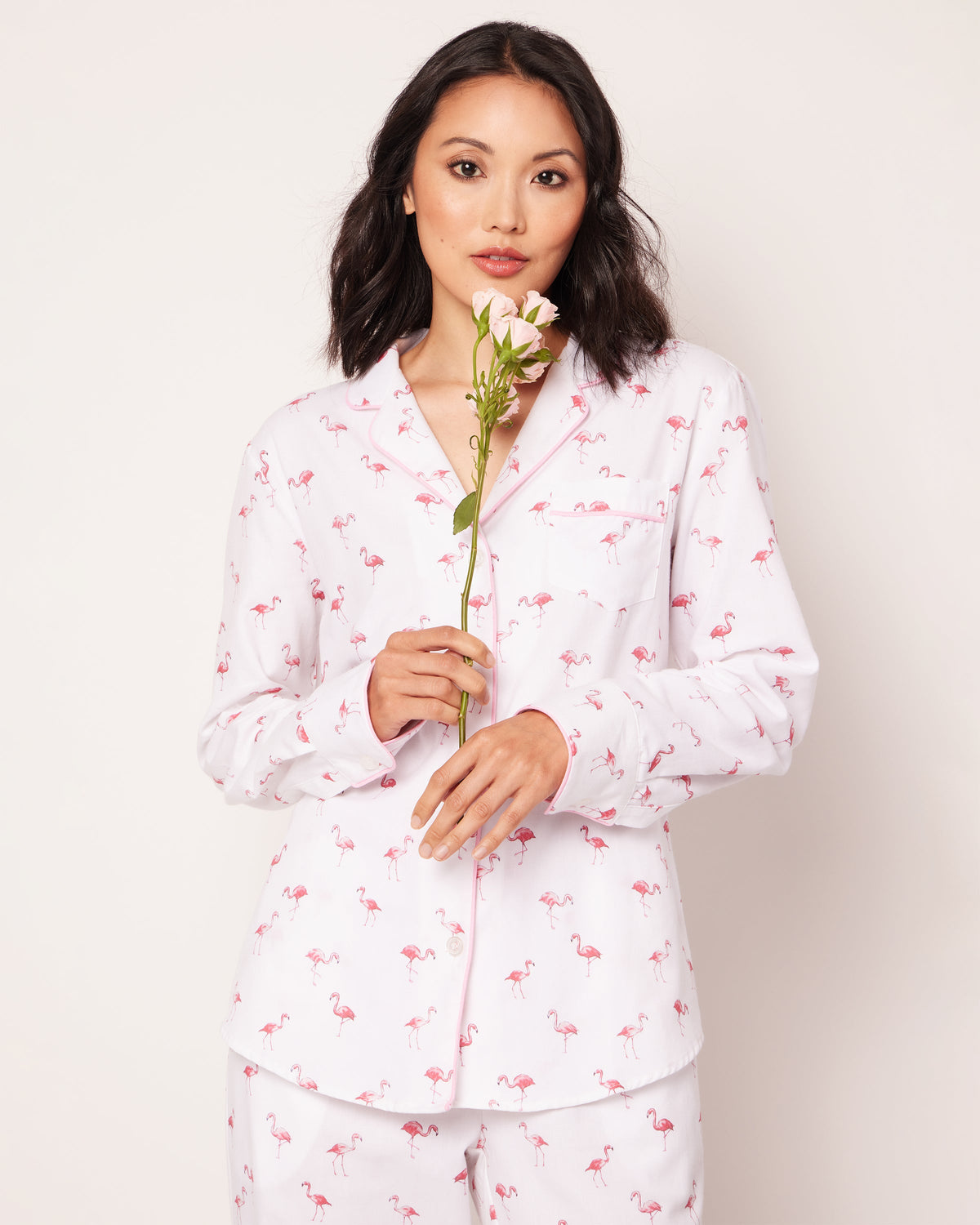 Women’s Twill Pajama Set in Flamingos