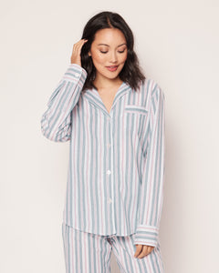 Women’s Twill Pajama Set in Vintage French Stripes