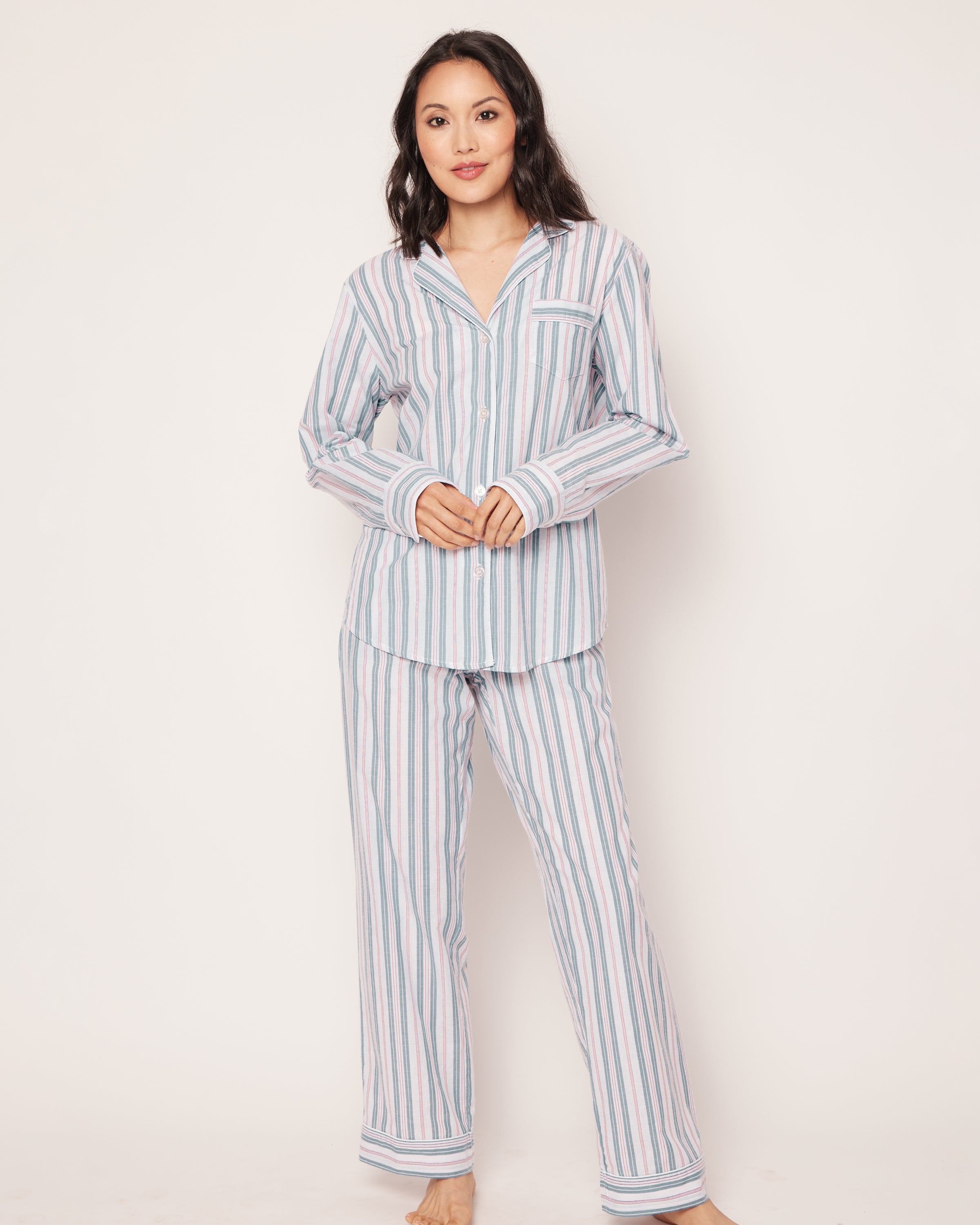 Women’s Twill Pajama Set in Vintage French Stripes