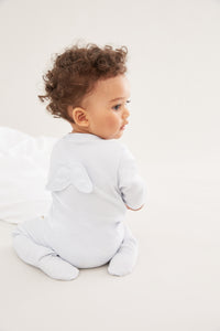 Angel Wing Sleepsuit With Mittens in Blue