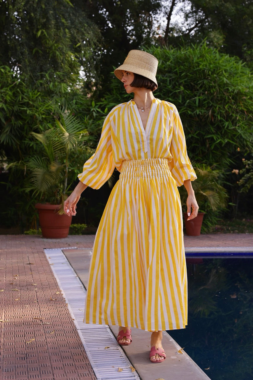 Porto Skirt in Yellow Stripe