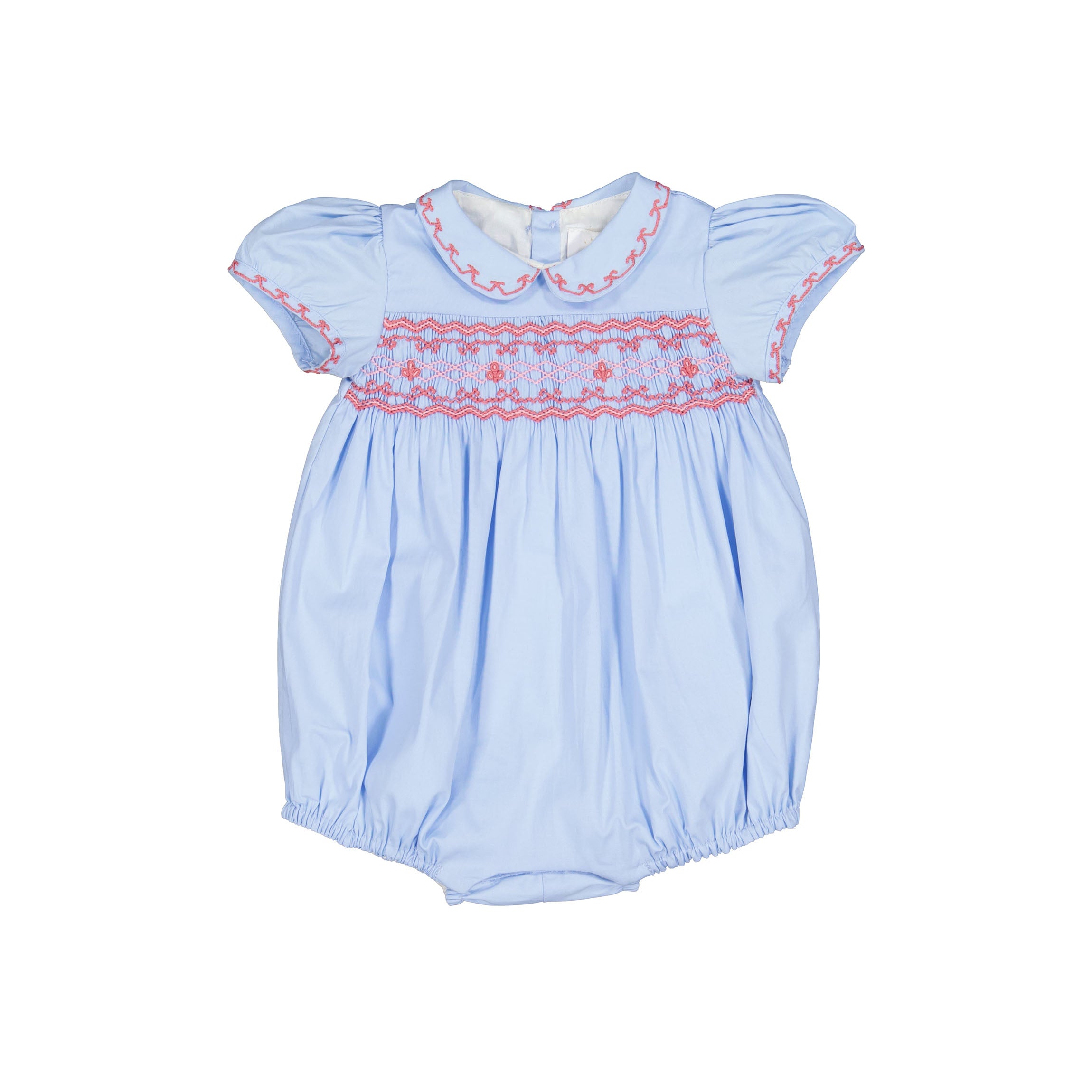 Princess Charlotte Sky Blue Smocked Baby Romper