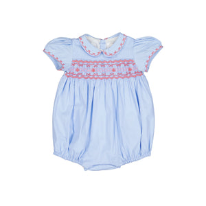 Princess Charlotte Sky Blue Smocked Baby Romper