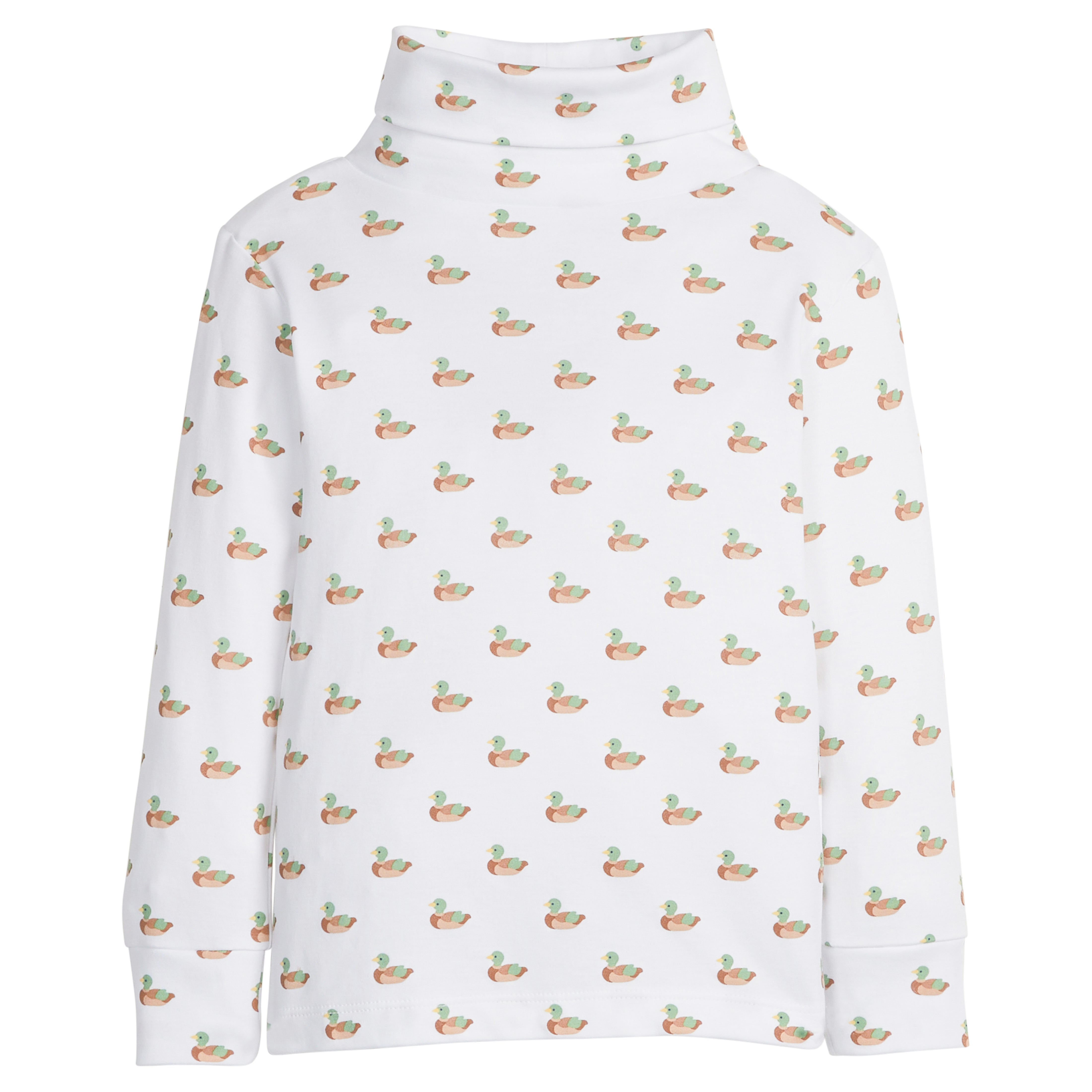 little english classic children's clothing boys white turtleneck with all over mallard print 
