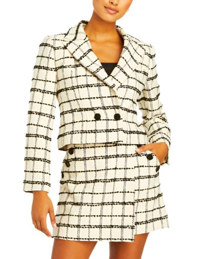 Priscilla Blazer in Cream Black Tweed