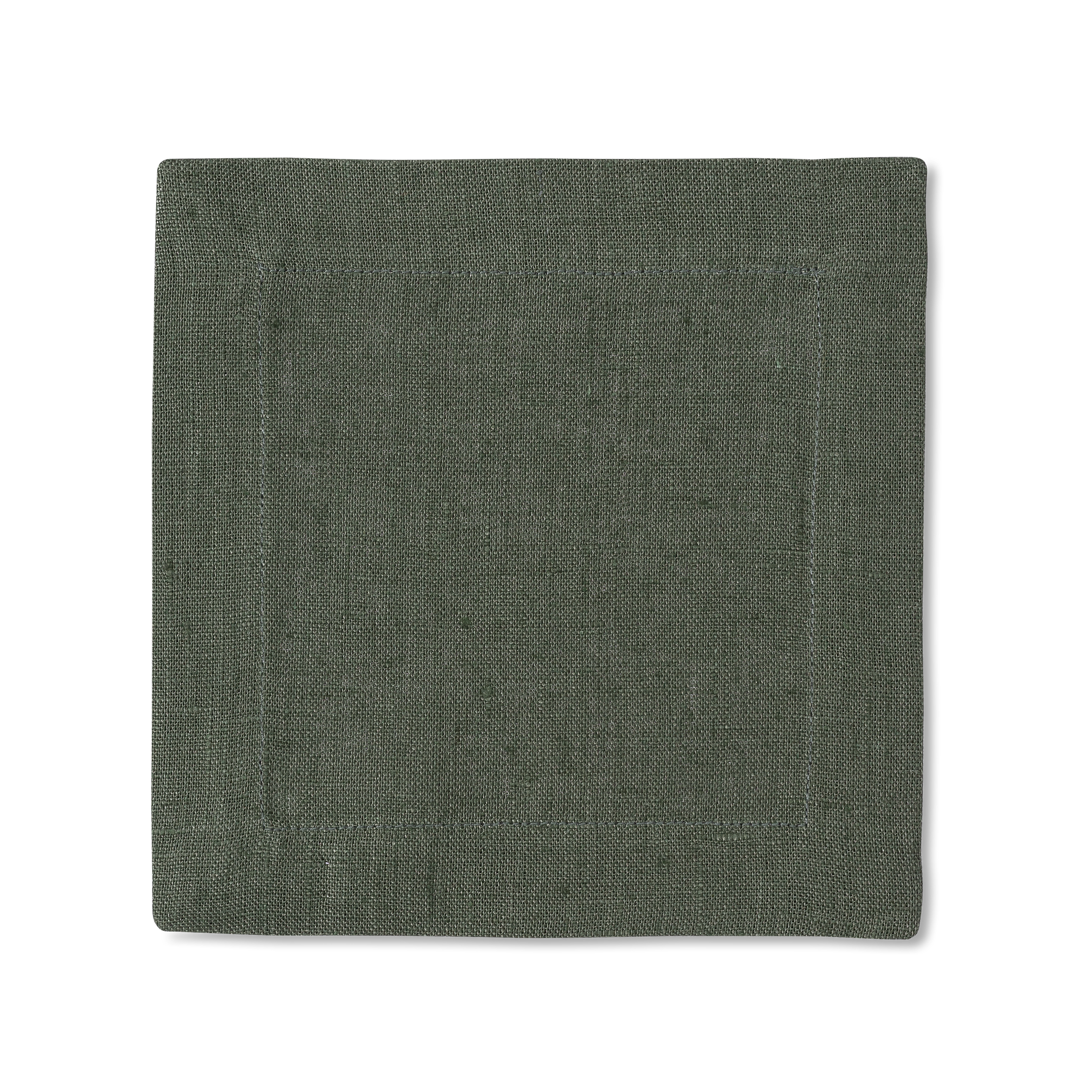 A square linen cocktail napkin in the color pewter