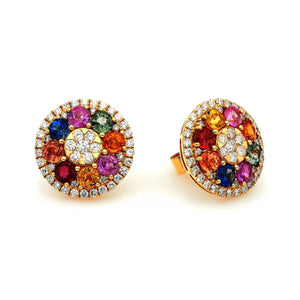 Prisma Multi-Colored Sapphire Stud Earrings