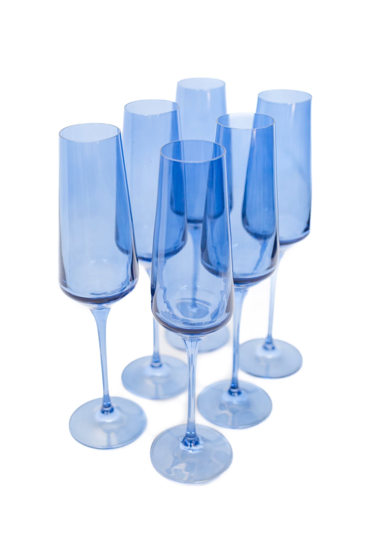 Estelle Colored Champagne Flute, Set of 6 in Cobalt Blue