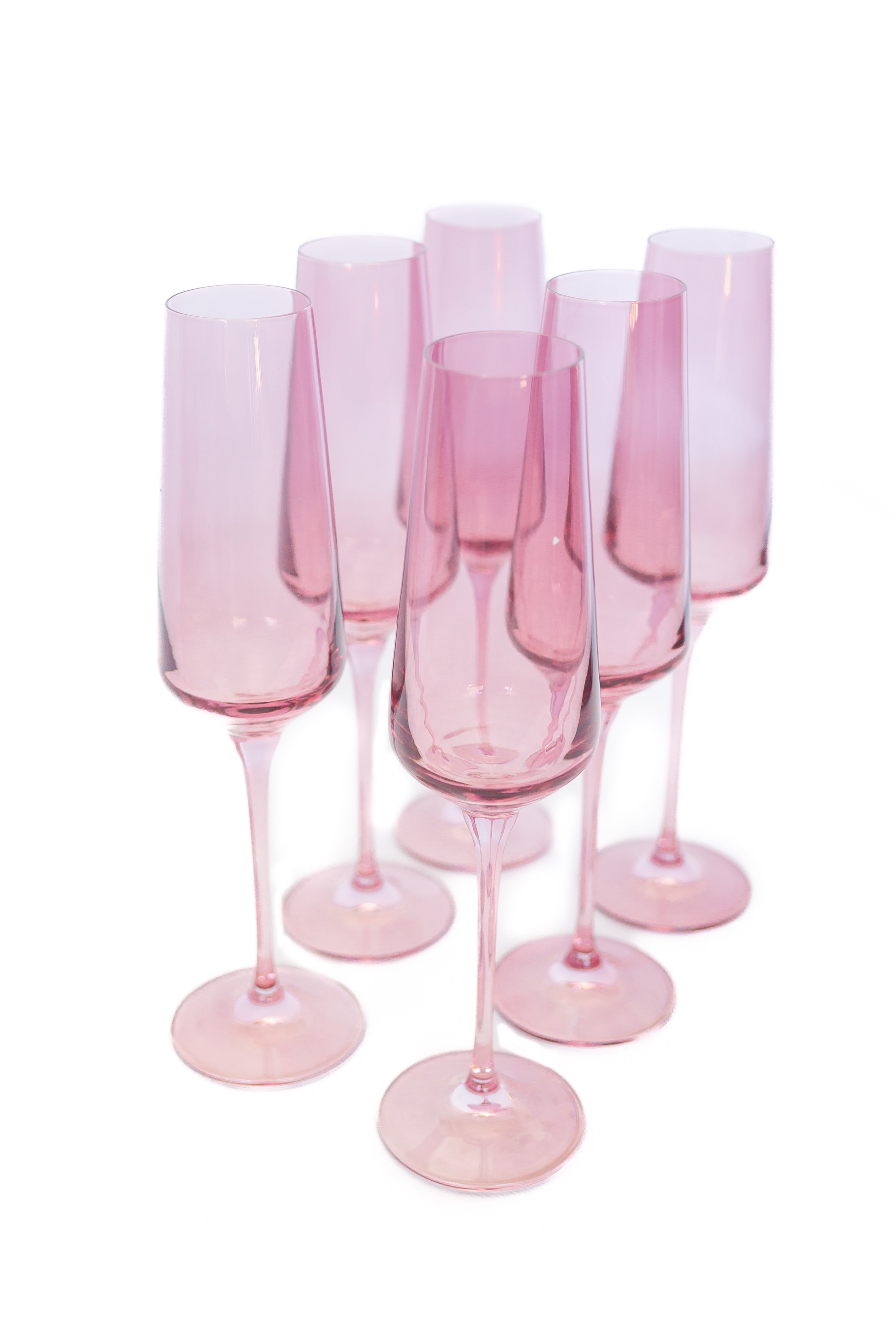 Estelle Colored Champagne Flute, Set of 6 in Rose