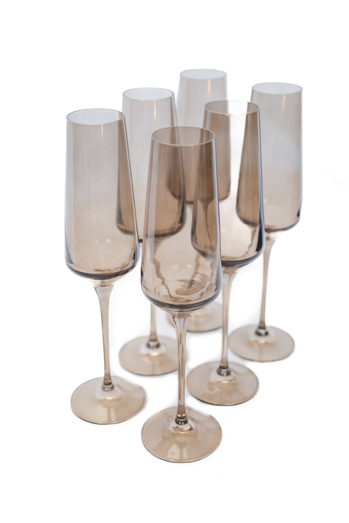 Estelle Colored Champagne Flute, Set of 6 in Gray Smoke