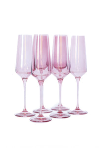 Estelle Colored Champagne Flute, Set of 6 in Rose