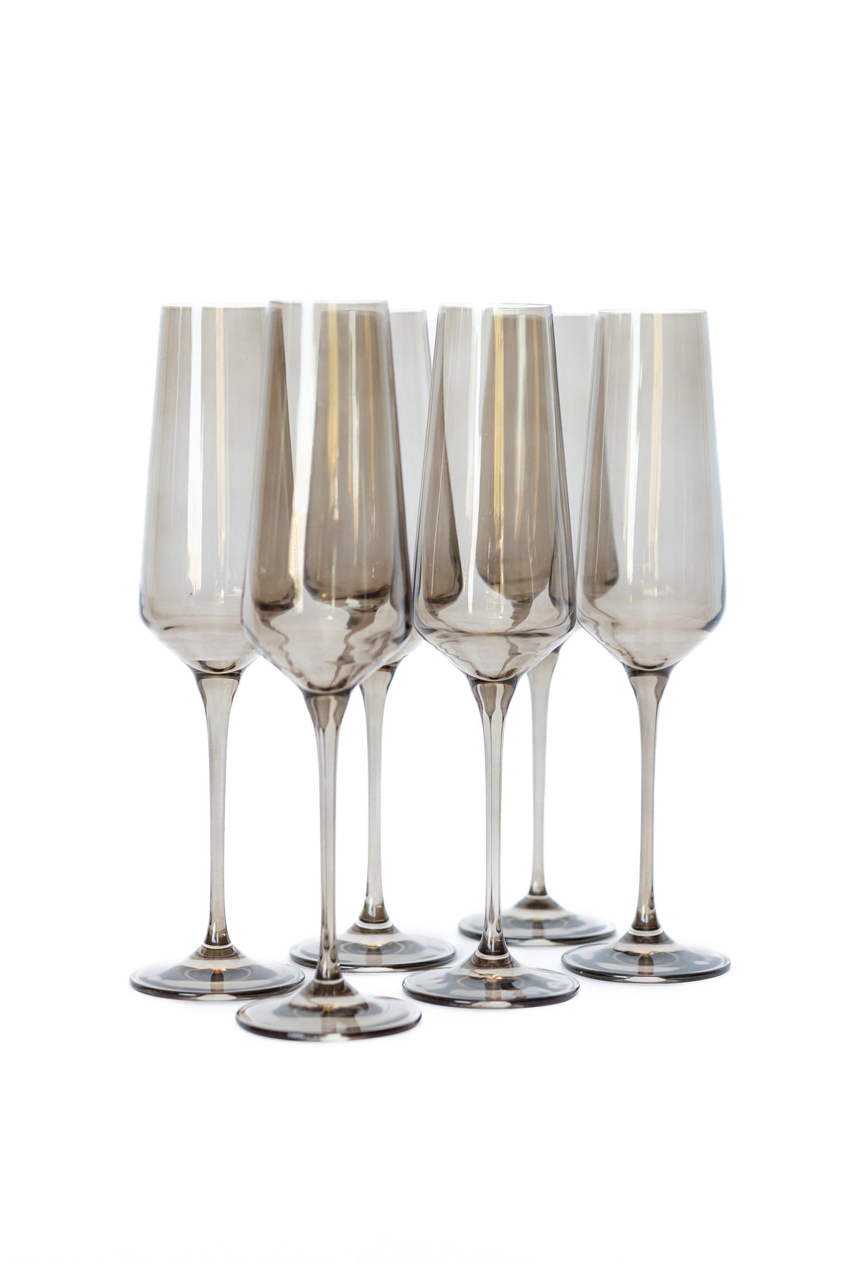 Estelle Colored Champagne Flute, Set of 6 in Gray Smoke