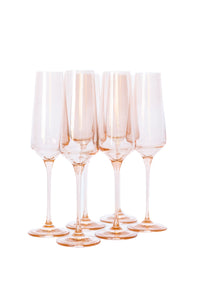 Estelle Colored Champagne Flute, Set of 6 in Blush Pink