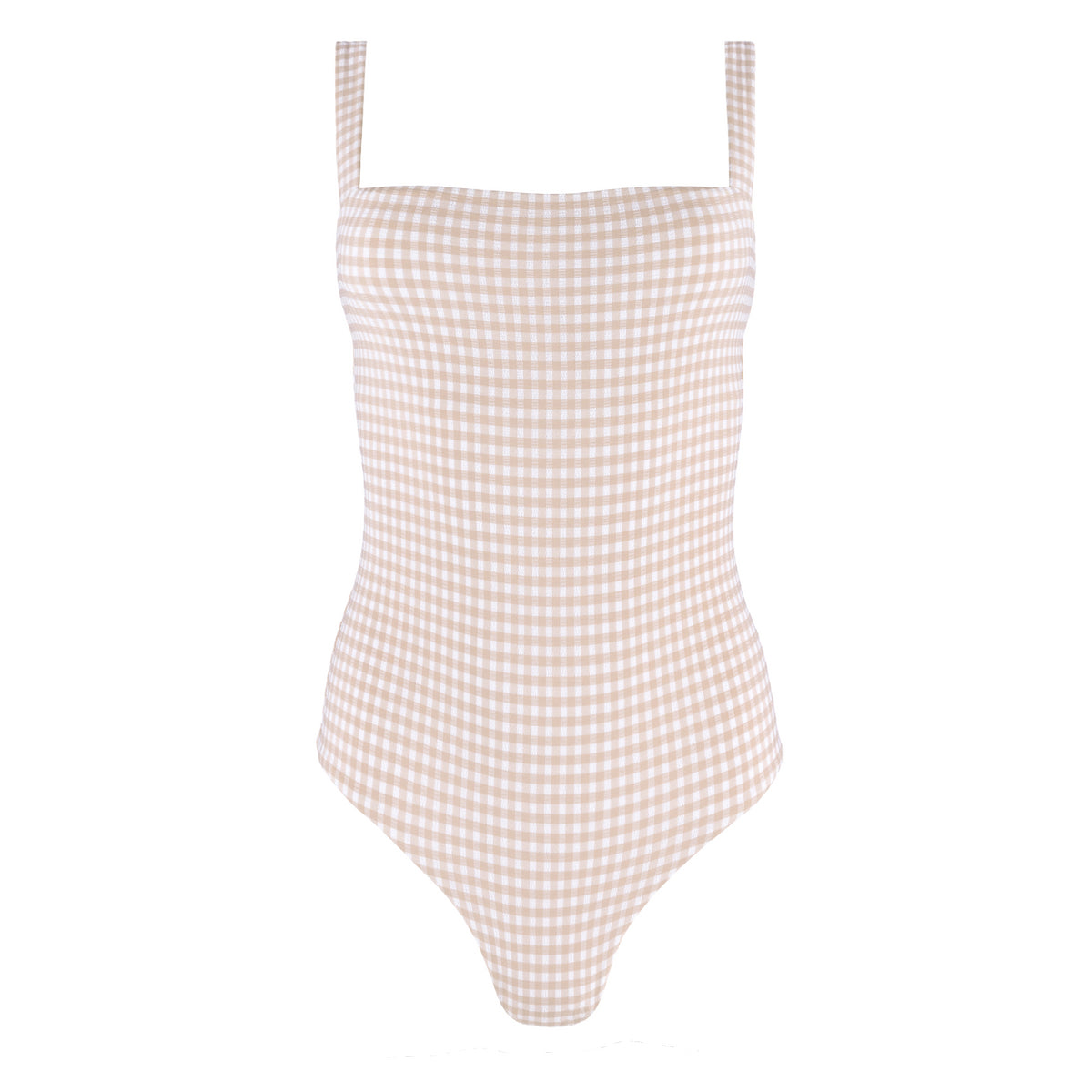 Women’s Brown Crinkle Gingham Low Back One Piece