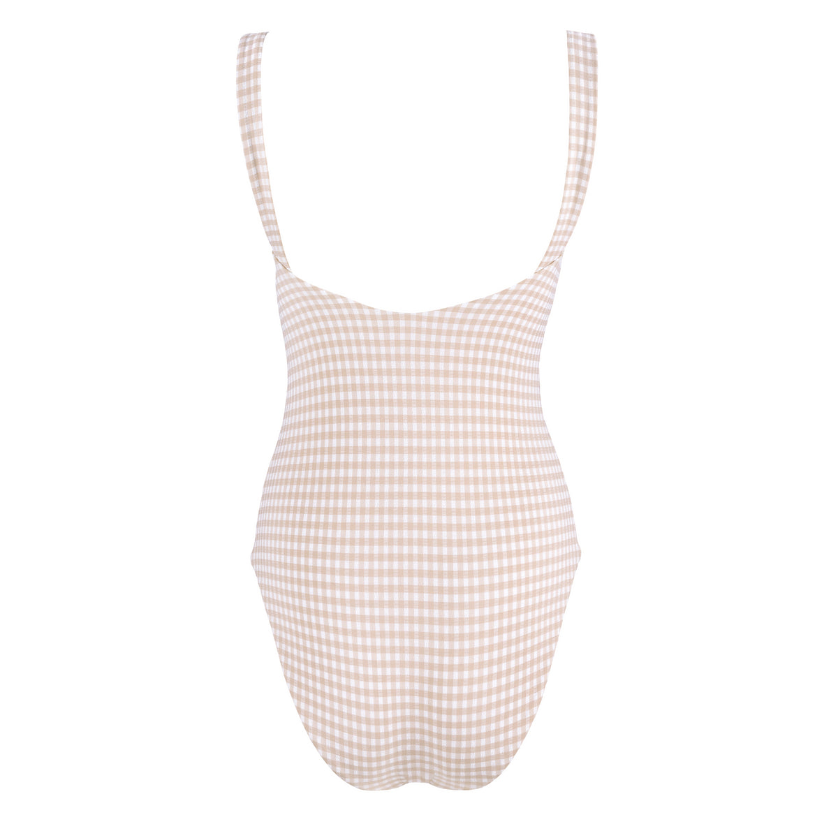 Women’s Brown Crinkle Gingham Low Back One Piece