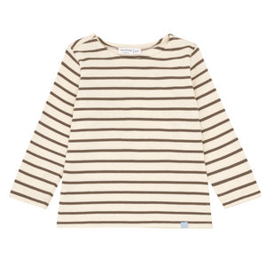 Unisex Brown And Cream Breton Stripe Long Sleeve Tee