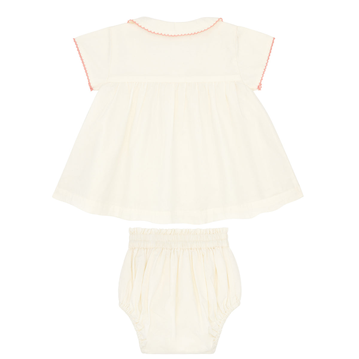 Baby Girls Cream Collared Bloomer Set