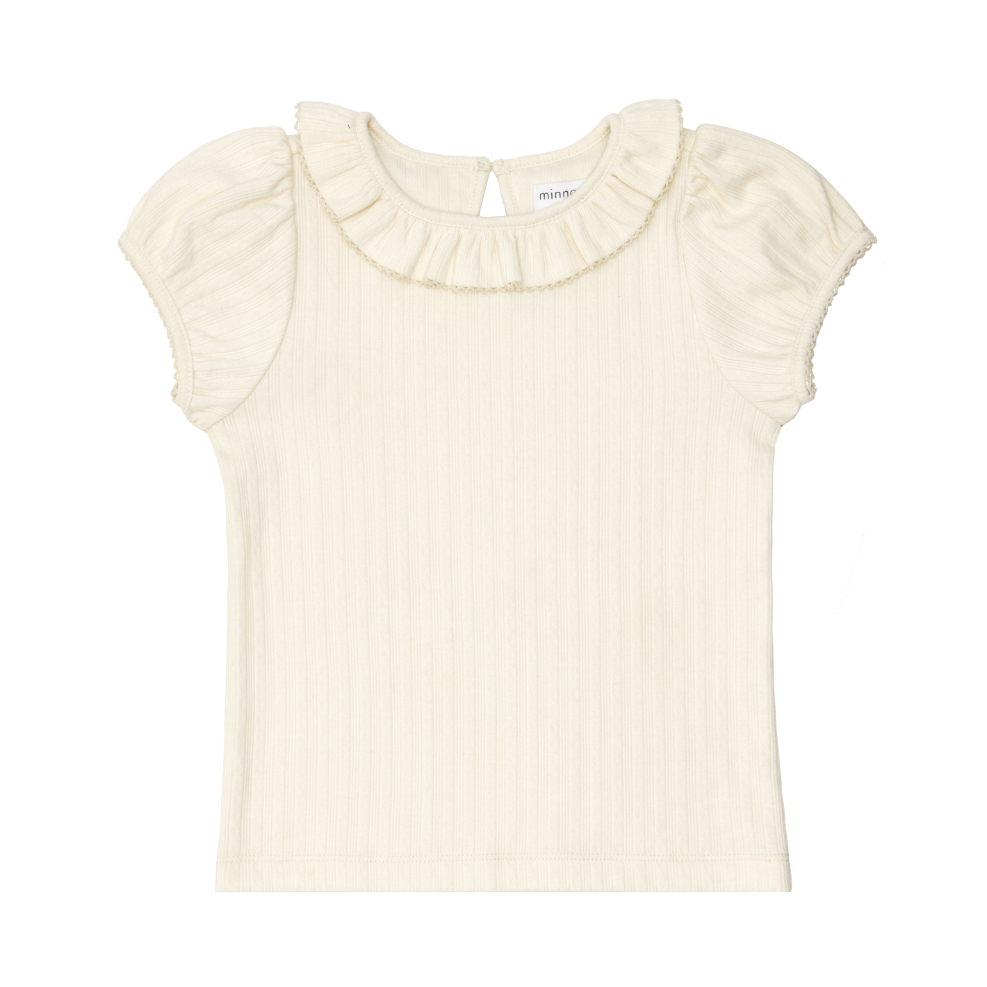 Girls Cream Pointelle Puff Sleeve Blouse