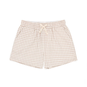 Boys Brown Gingham Ultra-Soft Twill Short