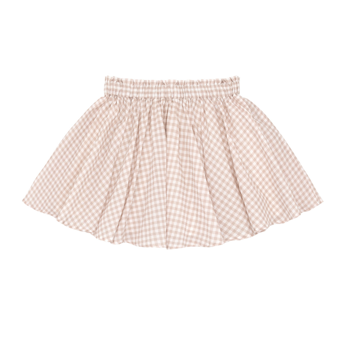 Girls Brown Gingham Skirt