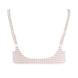 Women’s Brown Crinkle Gingham Bikini Top