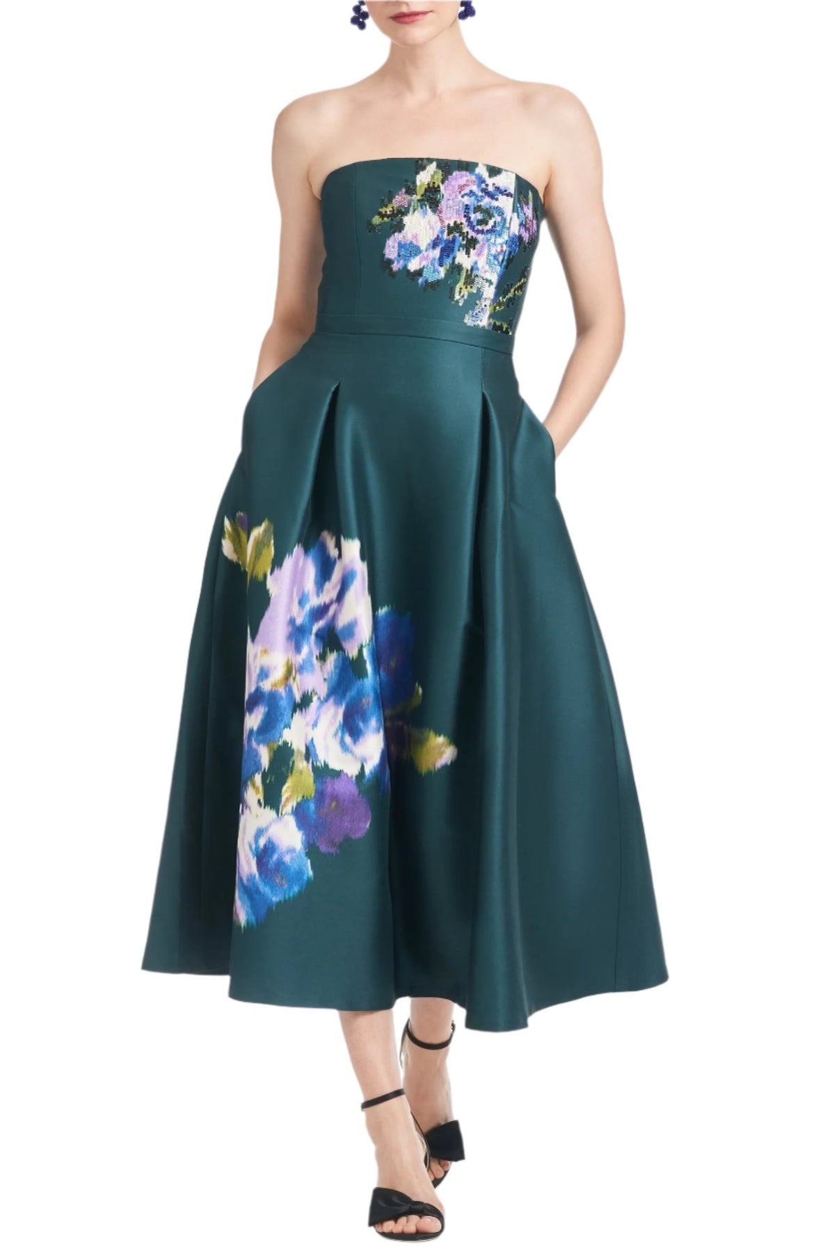 Shay Dress in Forest Green Placement Ikat