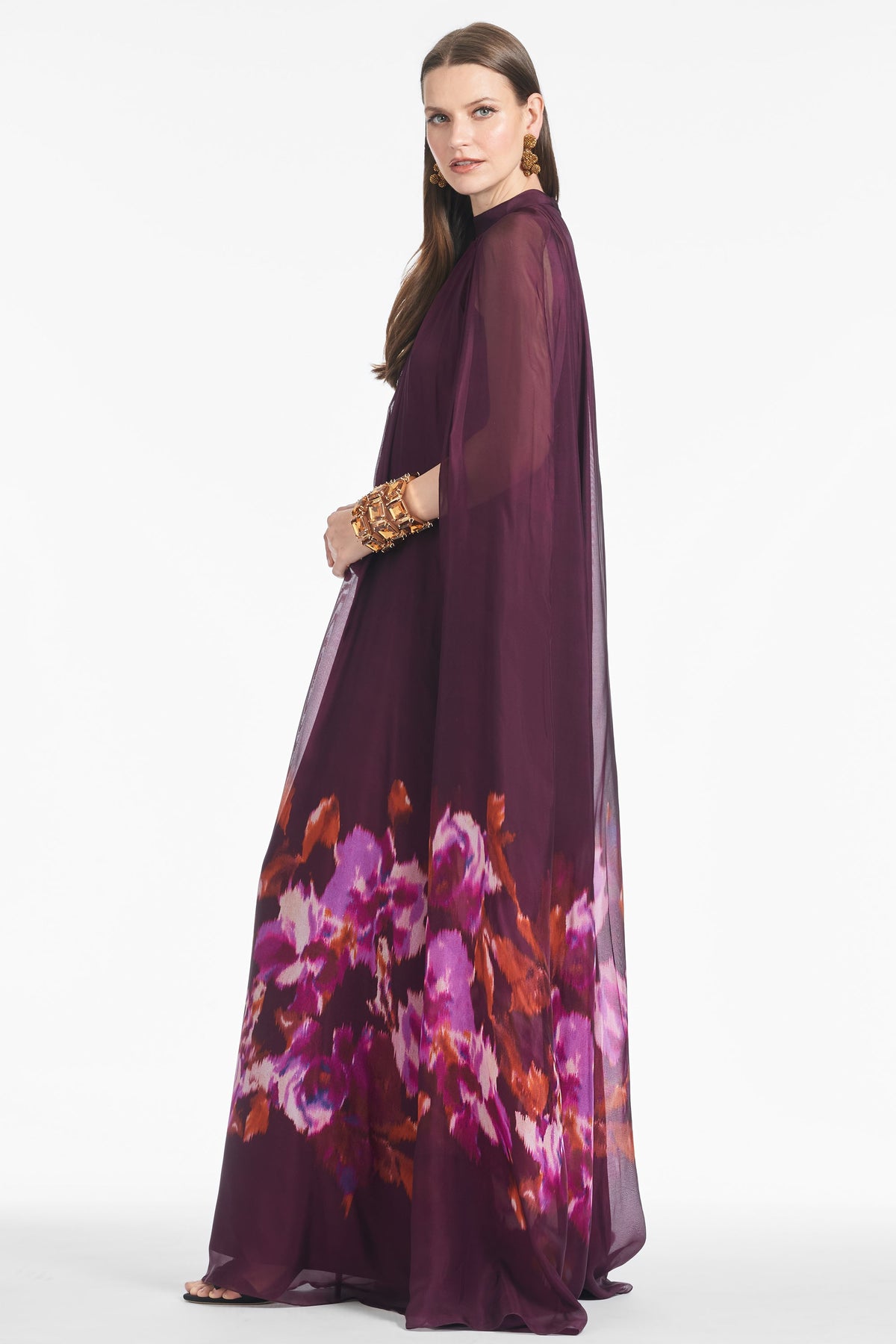 Tiana Gown in Mixed Berry Ikat Border