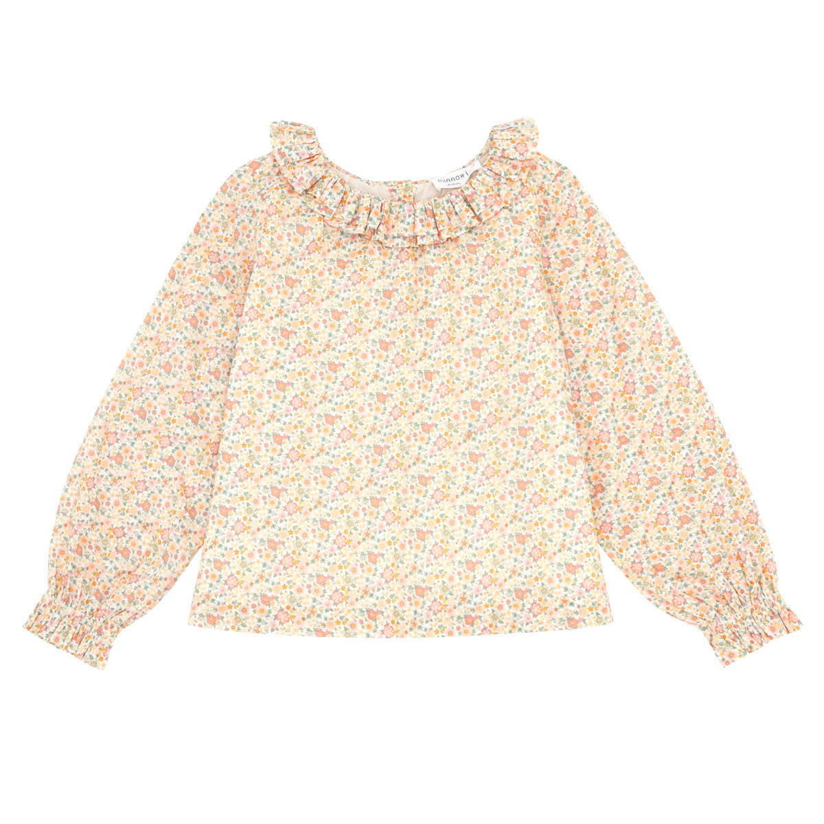 Girls Marigold Floral Long Sleeve Collared Blouse