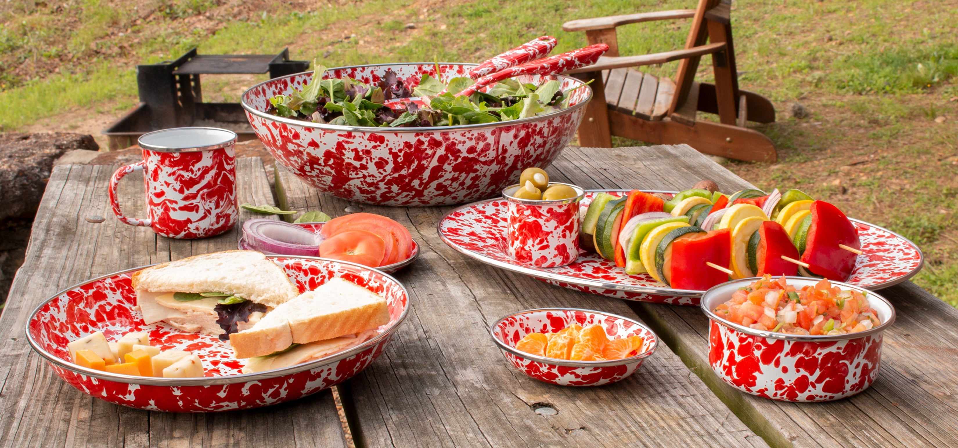 Catering Bowl in Red Swirl