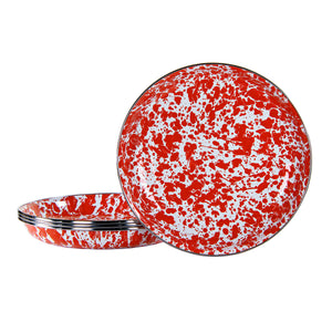 Pasta Plates in Red Swirl, Set of 4