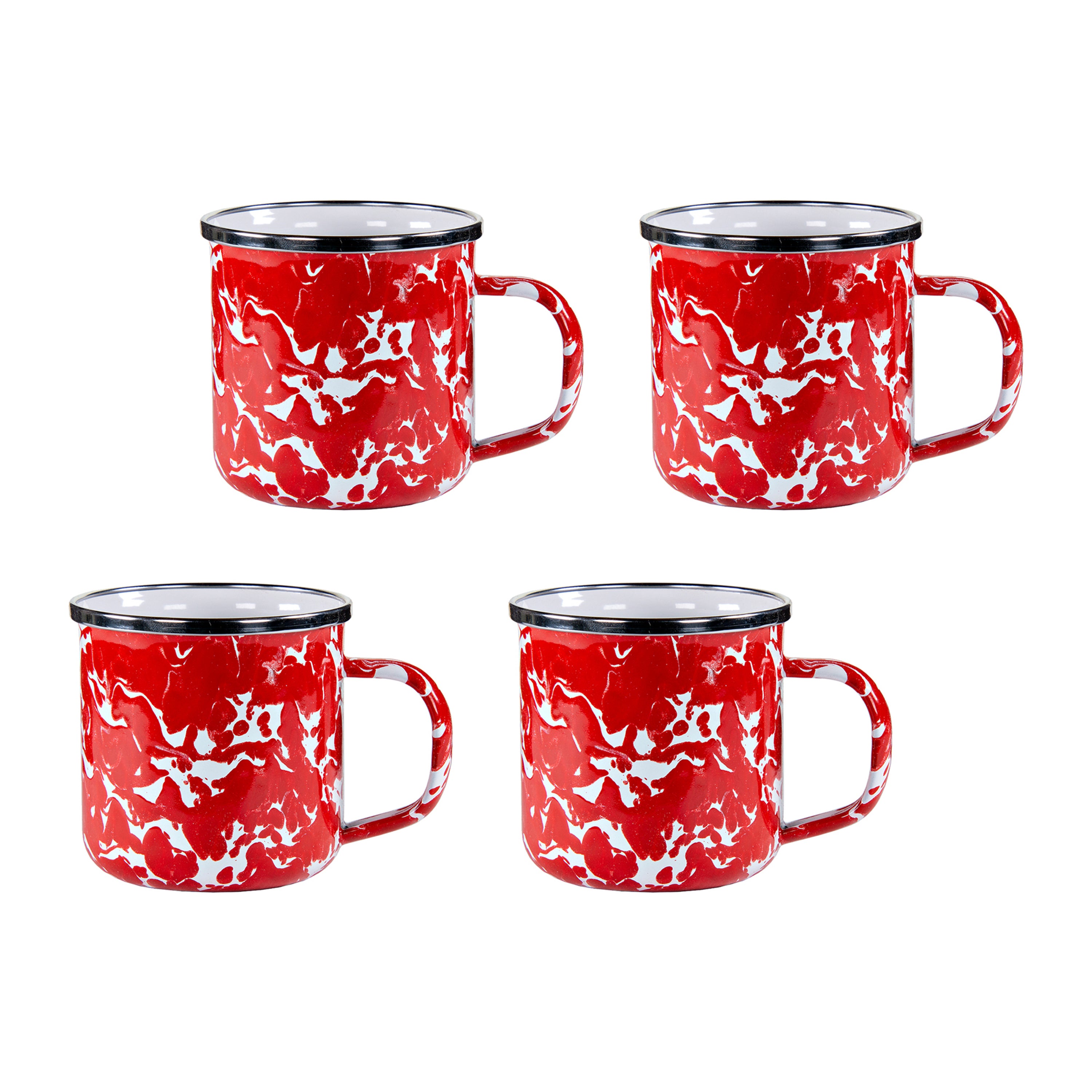 Adult Mugs in Red Swirl, Set of 4