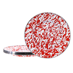 Sandwich Plates in Red Swirl, Set of 4