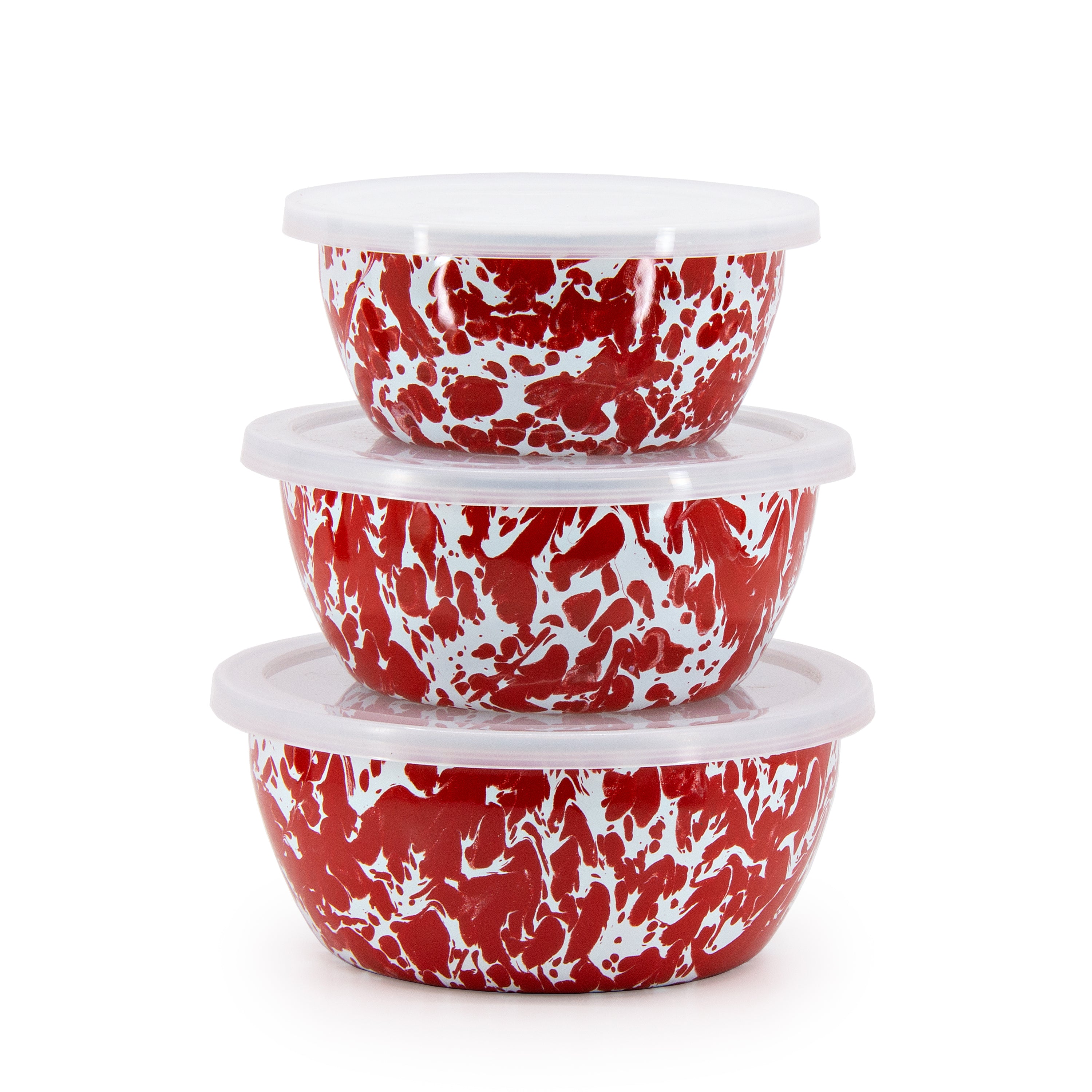 Nesting Bowls in Red Swirl