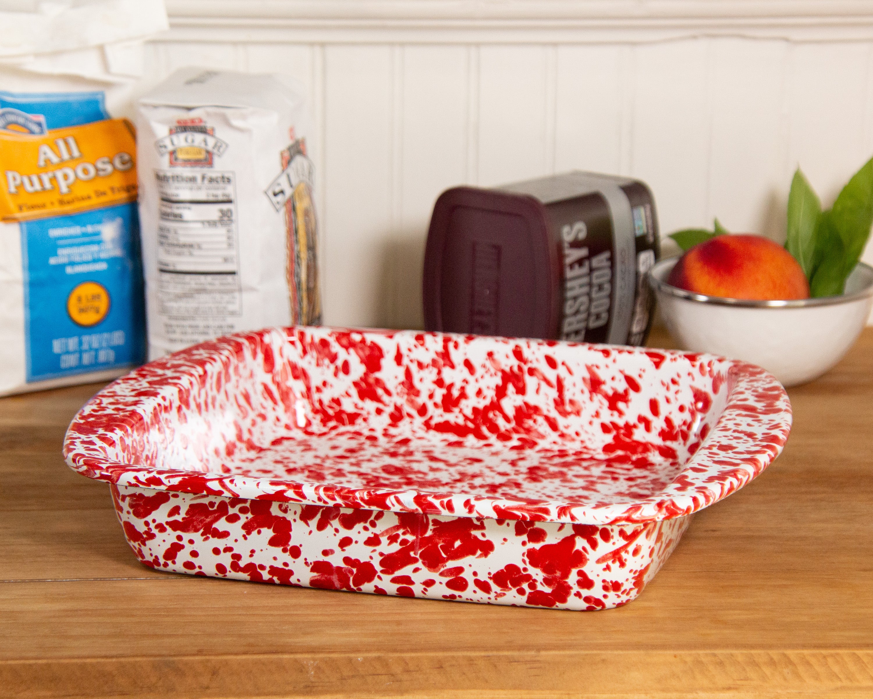 Baking Pan in Red Swirl