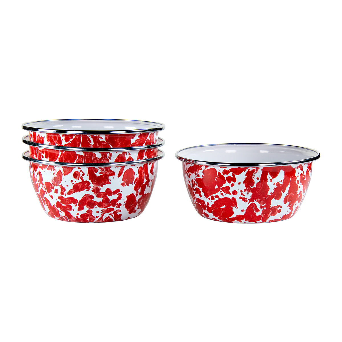 Salad Bowls in Red Swirl, Set of 4