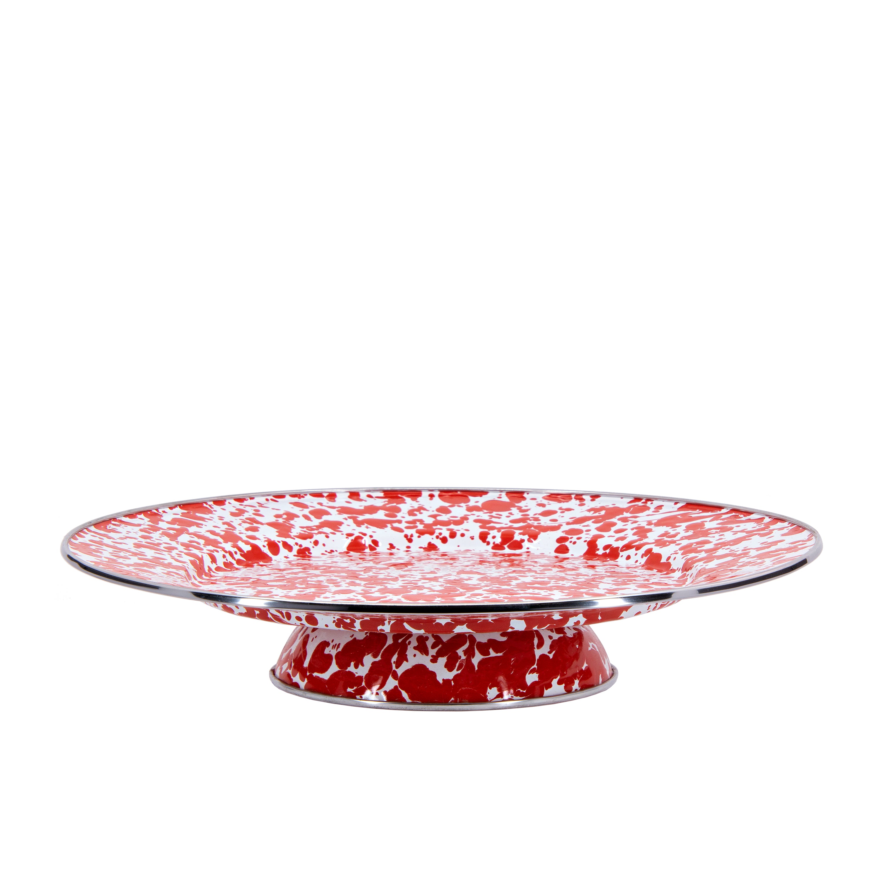 Cake Plate in Red Swirl