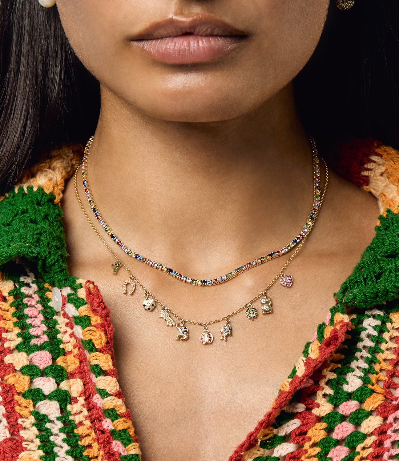 Rainbow Sapphire All The Luck Charm Necklace