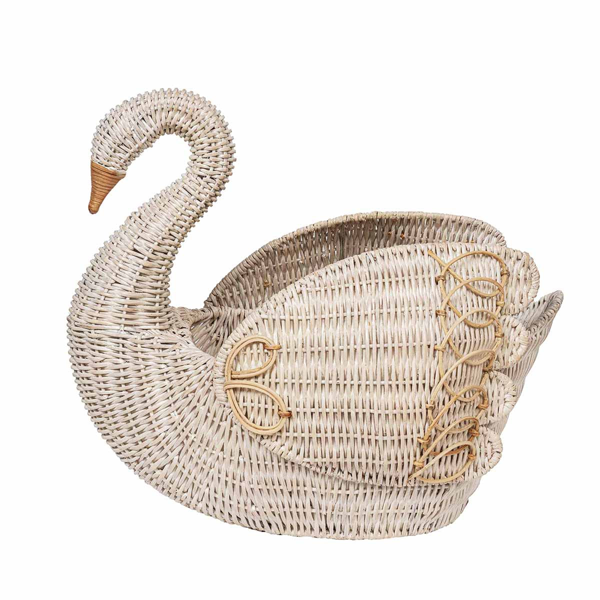 Provence Rattan Swan Basket in Whitewash