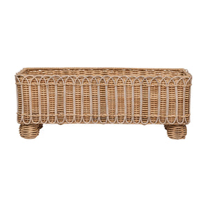 Provence Rattan Rectangular Planter in Whitewash