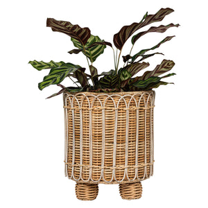 Provence Rattan 8" Round Planter in Whitewash