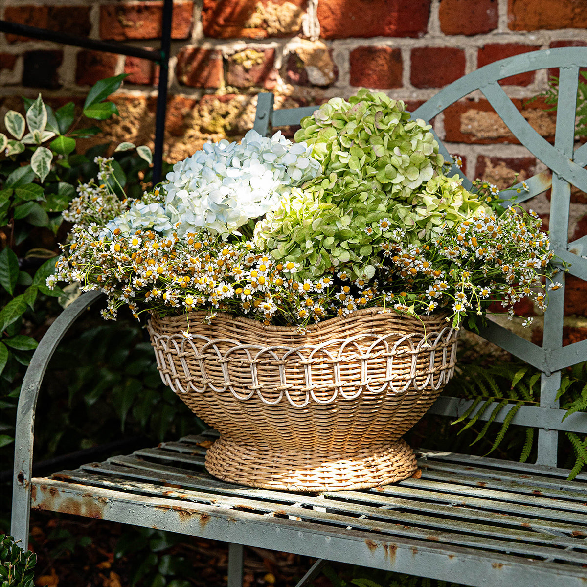 Provence Rattan 15" Bowl in Whitewash