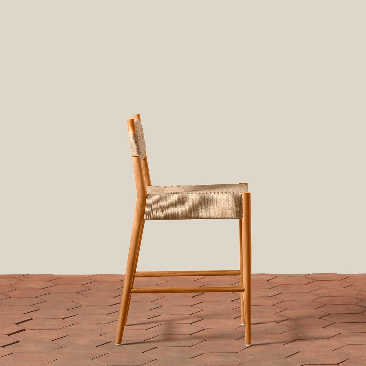 side angle view of indoor and outdoor counter stool