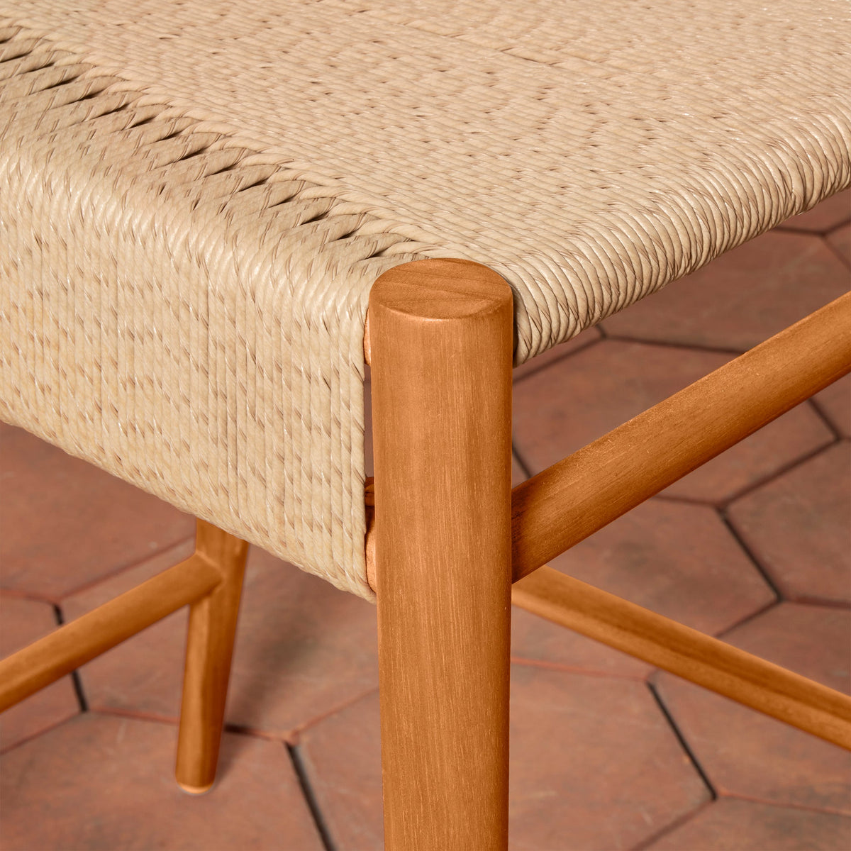 detail of woven counter stool corner