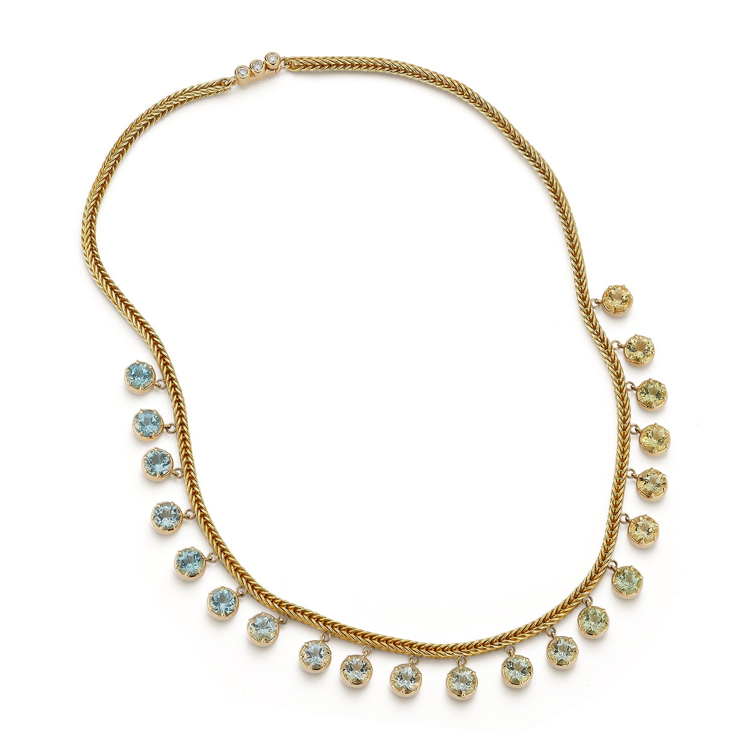 Ombré Fringe Necklace in Aquamarine and Citrine