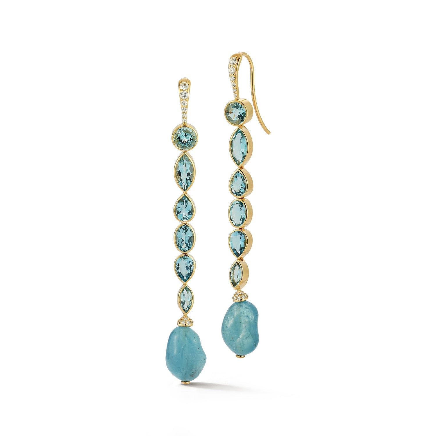 Aquamarine Moondrop Shoulder Duster Earrings