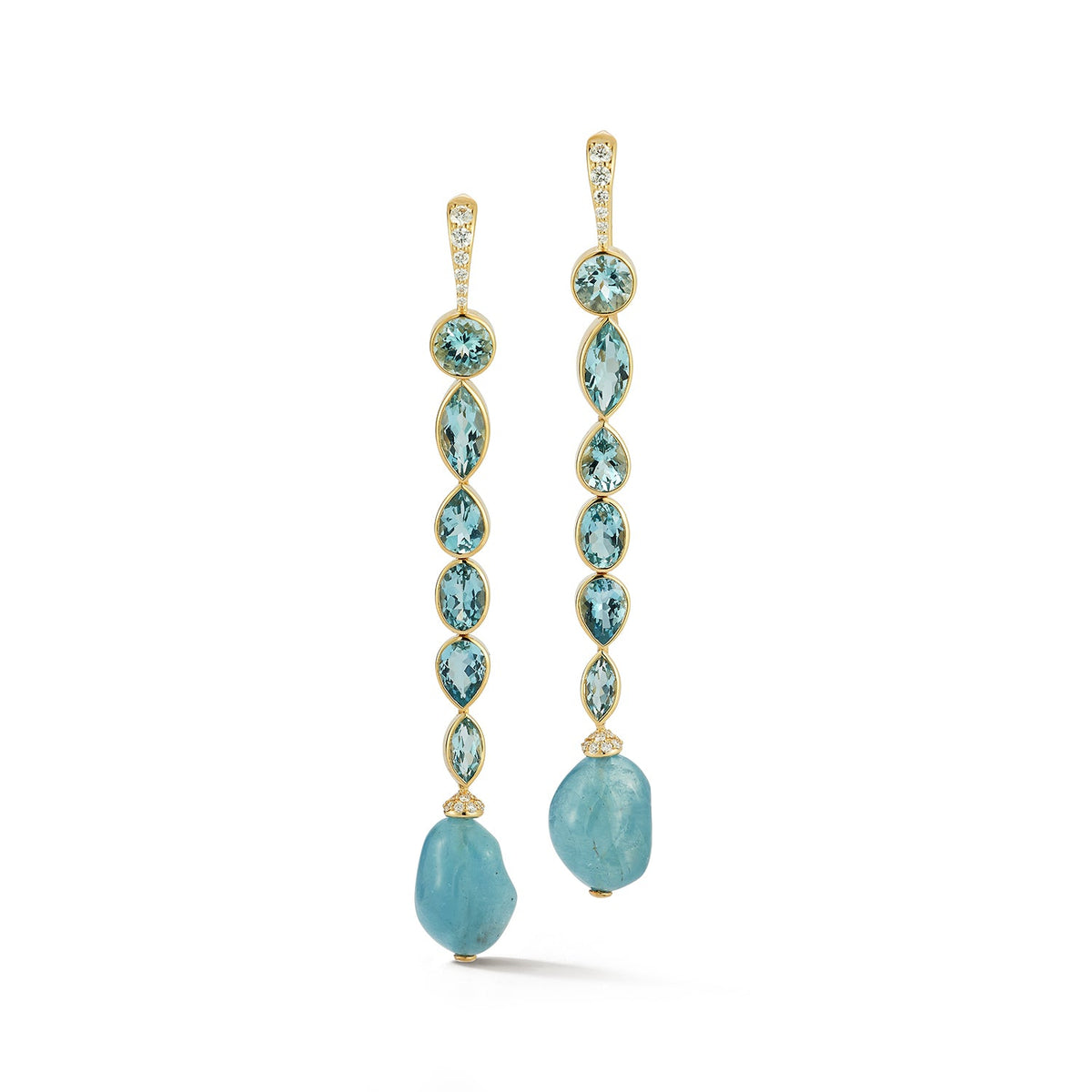 Aquamarine Moondrop Shoulder Duster Earrings